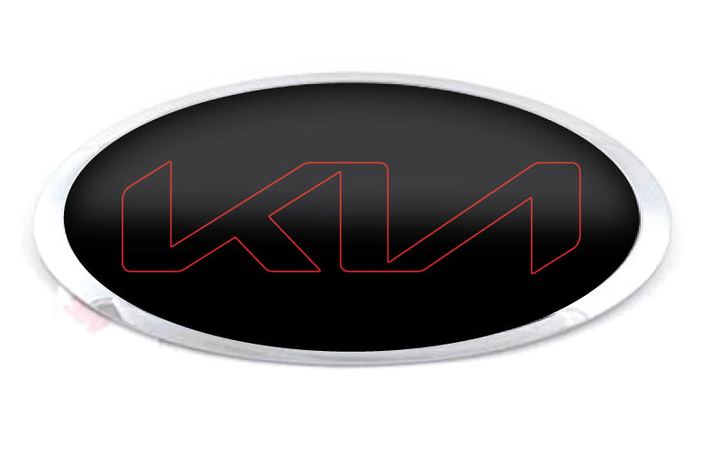 KIA OUTLINE LOGO OVERLAY EMBLEM DECALS BLACK/RED