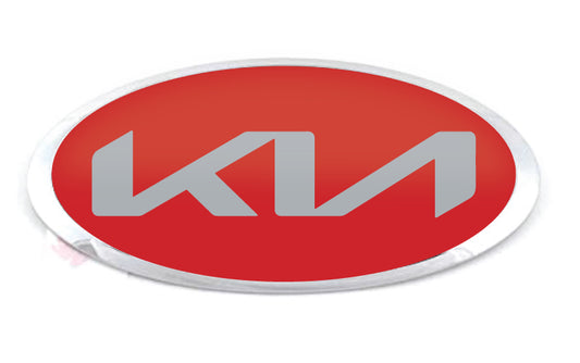 KIA 2021 LOGO OVERLAY EMBLEM DECALS RED/SILVER