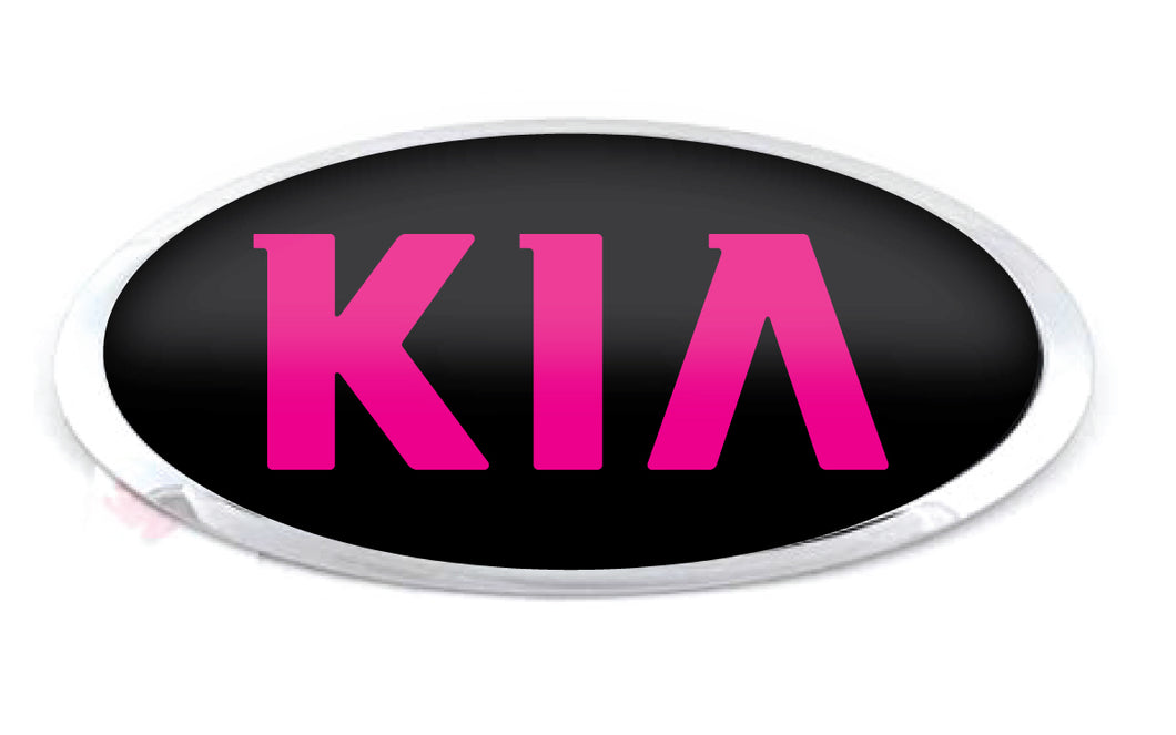 KIA OLD LOGO OVERLAY EMBLEM DECALS BLACK HOT PINK